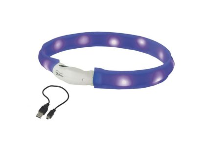 82374 nobby led plochy svitici obojek pro psy modry s 40cm