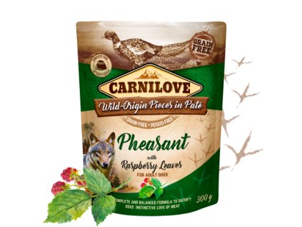 83637 carnilove dog pouch pate pheasant raspberry 300g