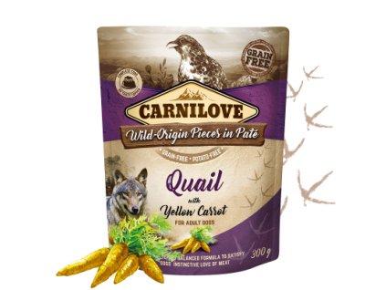 83655 carnilove dog pouch pate quail yellow carrot 300g