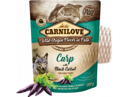 83661 carnilove dog pouch pate carp black carrot 300g