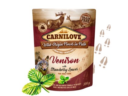 83667 carnilove dog pouch pate venison strawberry 300g