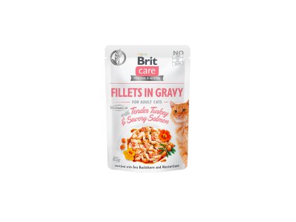 83814 brit care cat fillets in gravy turkey salmon 85g