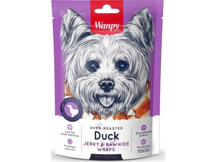 87447 wanpy dog duck jerky rawhide wraps 100 g