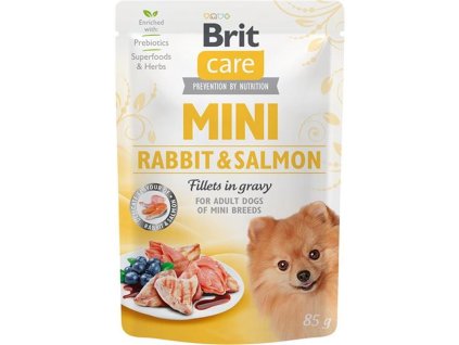 87708 brit care mini dog kaps rabbit salmon fillets in gravy 85 g