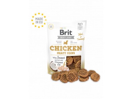 90390 brit jerky chicken with insect meaty coins 80g