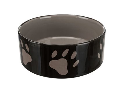 Keramická miska - hnědá/tmavě šedá + motiv tlapky (Velikost 0,3 l/ ø 12 cm)