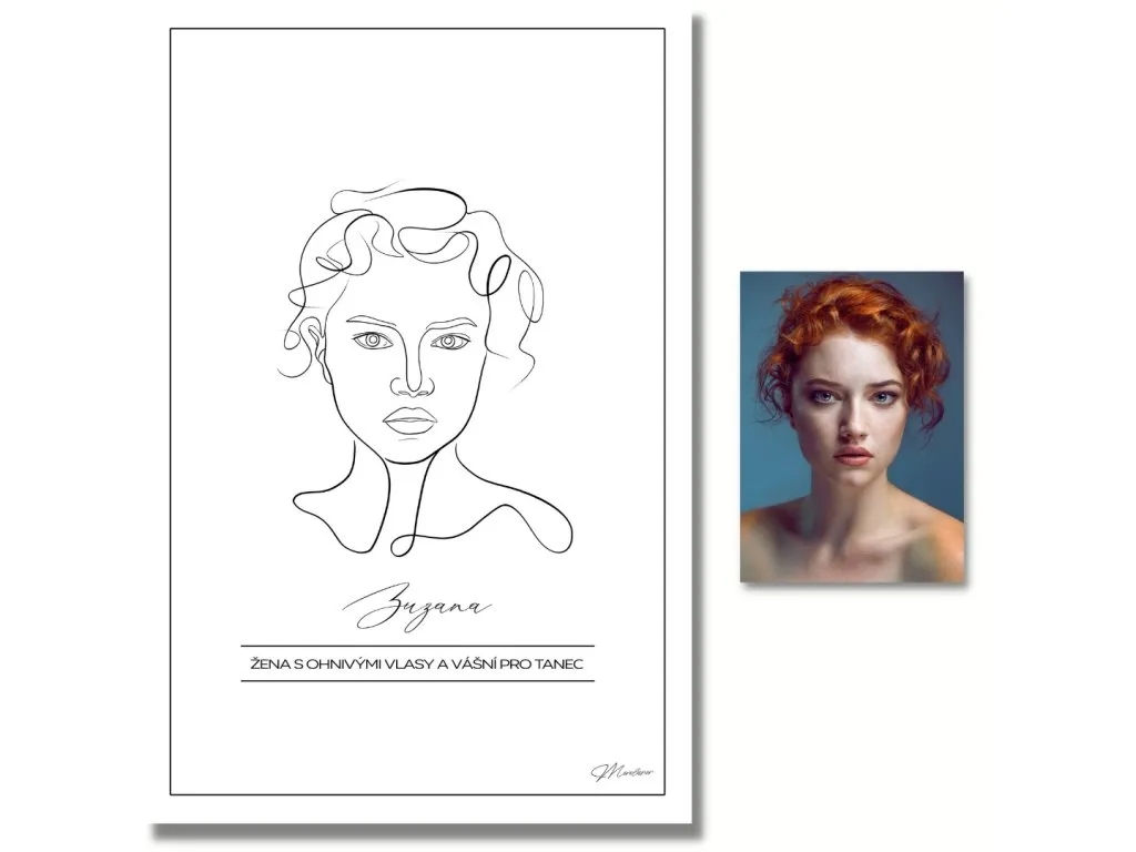 Lineární Malba: Malování portrétu podle fotografie ve stylu Linia Art