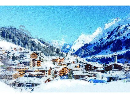 Obraz Vesnička v Alpách - Obraz na plátně