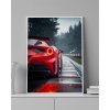 Umělecký obraz červeného Ferrari, dynamická silueta na plátně pro váš interiér.