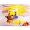 PRI 2 Obrazy na Plátně Malovaný obraz lodě v západu slunce