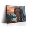 Majestátní indický slon na plátně, exotická atmosféra v teplých zemitých tónech, umělecký akcent pro váš domov.
