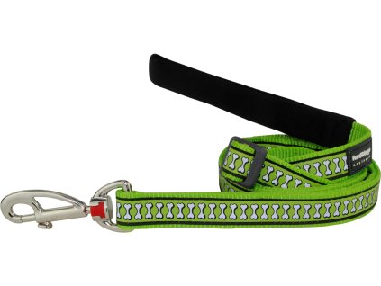 Red Dingo vodítko reflexní – Bones Lime