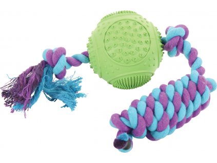 Hračka pes ROPE BALL gumový 33cm mix barev Zolu