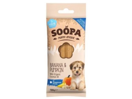 Dentální tyčinky Soopa Puppy s banánem a dýní 100g
