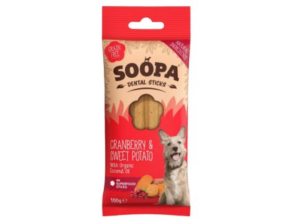 Dentální tyčinky Soopa s brusinkami a batáty 100g