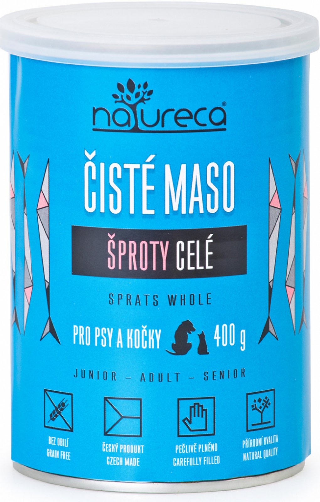 NATURECA konzerva šproty celé pro kočky, pro psy 400g