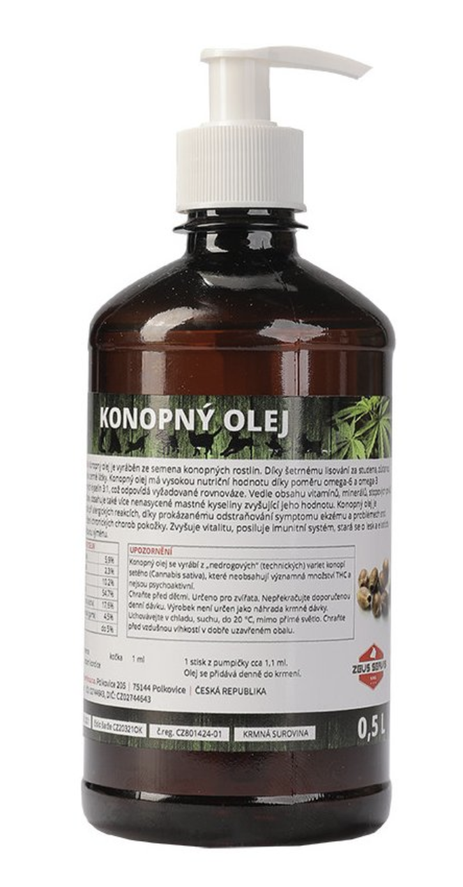 Olej konopný pro psy ZEUS 500ml