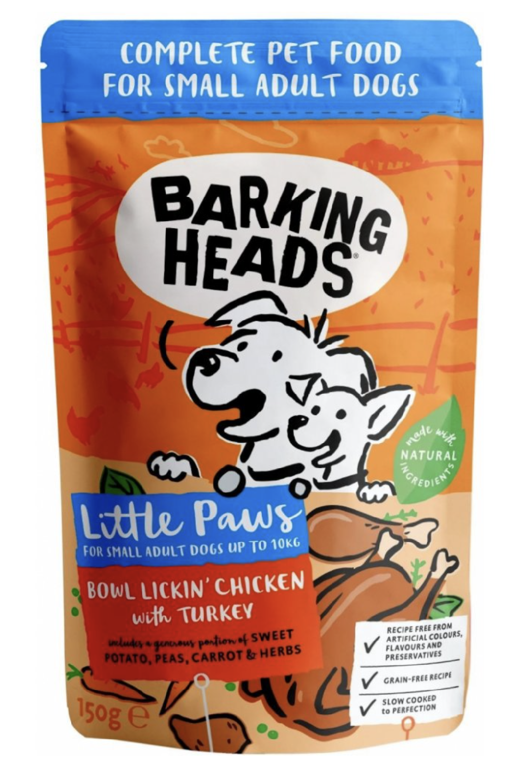 BARKING HEADS Litt.Paws Beef+Chick+Salm kapsička 150g