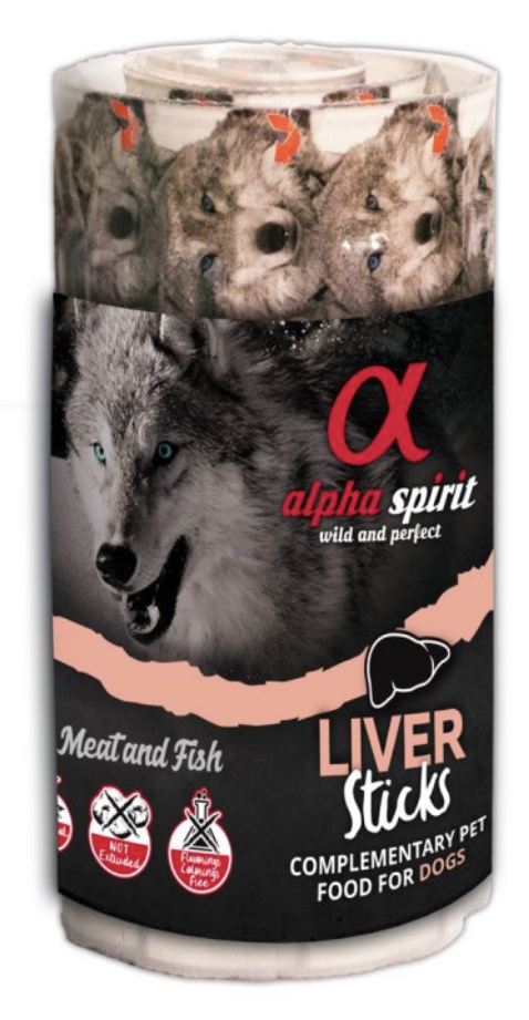 Alpha Spirit Dog Liver Sticks Ristra 16ks Balení: box 4+1 ZDARMA