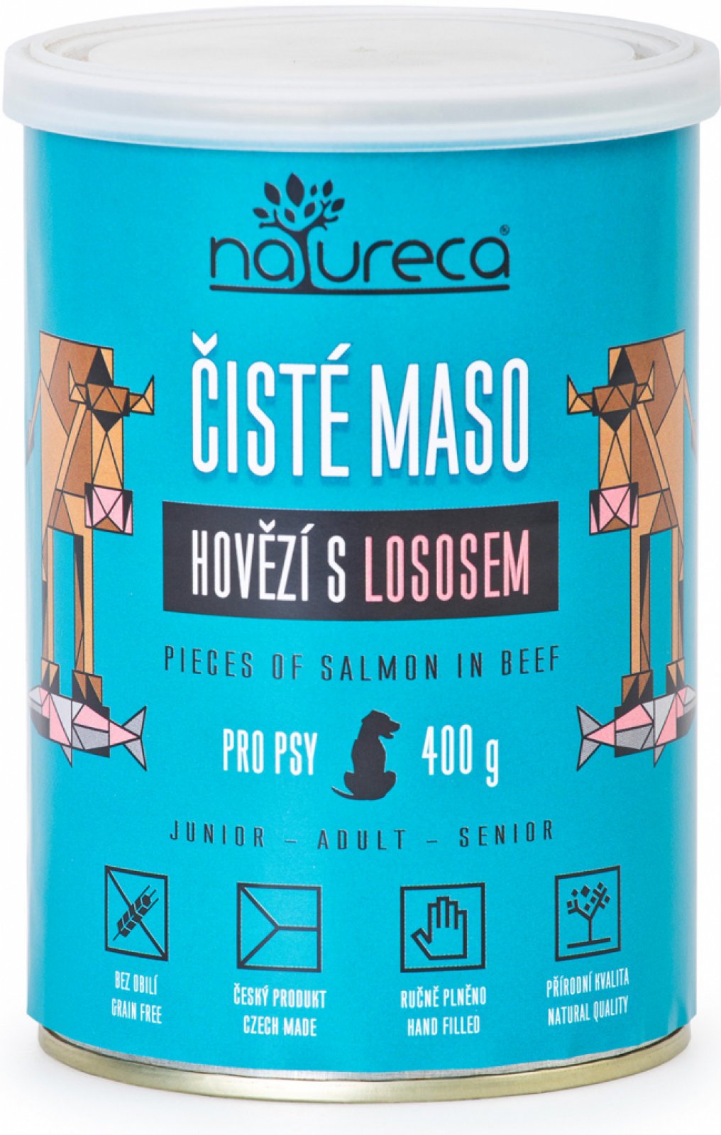 NATURECA konzerva hovězí s lososem pro psy 400g