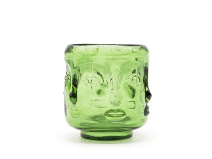 Set of 2 Buddha Faces Candle Jar - Garden Jade