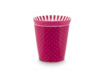Pip Studio hrnek bez ucha Royal Dots s čajovým talířkem tmavě růžový