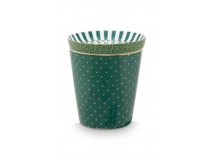 pip studio hrnek bez ucha royal dots s cajovym talirkem zeleny