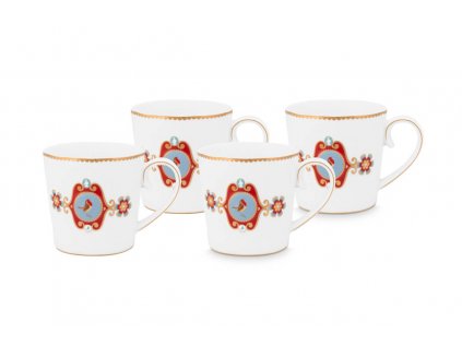 Pip Studio set 4 hrnků Love Birds bílý, 250 ml