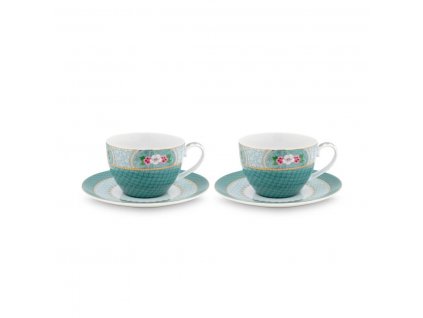 set dvou šálků s podšálky blushing birds modré, pip studio