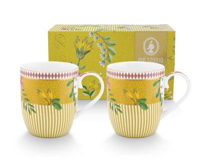 Pip Studio set 2 hrnečků La Majorelle žlutý, 145 ml