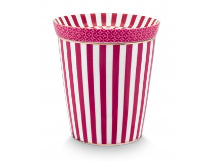 Pip Studio hrnek bez ucha Royal Stripes  s čajovým talířkem tmavě růžový