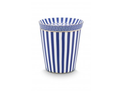 Pip Studio hrnek bez ucha Royal Stripes  s čajovým talířkem modrý