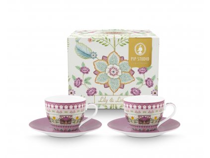 Pip Studio set 2 šálků s podšálky Lily & Lotus 120 ml