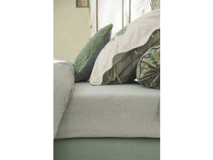 Pip Studio prostěradlo  Duo Stripe 90x200, zelené