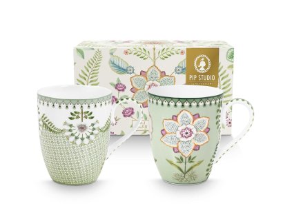 Pip Studio set 2 hrnečků Lily & Lotus zelený 350 ml