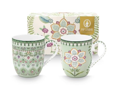 Pip Studio set 2 hrnečků Lily & Lotus zelený 180 ml
