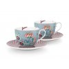 Pip Studio set 2 šálků s podšálky Flower Festival modrý, 280 ml