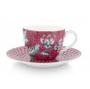 Pip Studio set 2 šálků s podšálky Flower Festival tmavě růžový, 120 ml