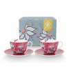 Pip Studio set 2 šálků s podšálky Flower Festival tmavě růžový, 280 ml