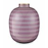 Pip Studio kovová váza kulatá s pruhy, lila, 32 cm