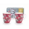 Pip Studio set 2 hrnečků Flower Festival tmavě růžový, 145 ml
