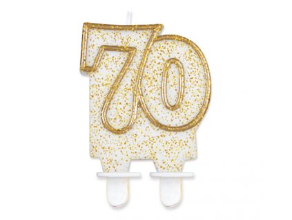 Svíčka B&C číslo "70", zlatý obrys