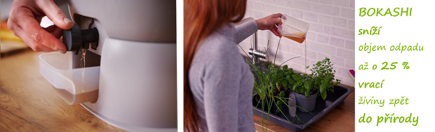 Domácí kompostér BOKASHI. Unikátní otruby BOKASHI se skládají z otrubové moučky, melasy a užitečných mikroorganismů. Přítomnost přírodních mikroorganismů v otrubách BOKASHI zahajuje fermentační proces a zabraňuje rozkladu a hnilobě.   Během procesu fermen