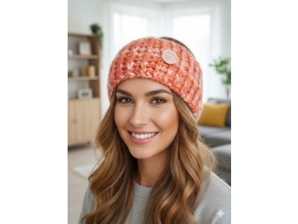 Ručně háčkovaná čelenka oranžová