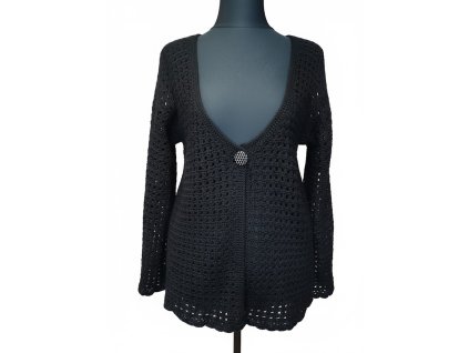 Ručně háčkovaný svetr černý vel. L