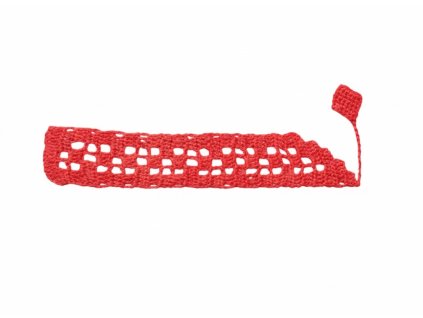 Ručně háčkovaná záložka do knihy malá, červená