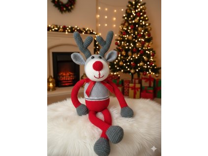 Ručně háčkovaný vánoční sob         vel. 58cm