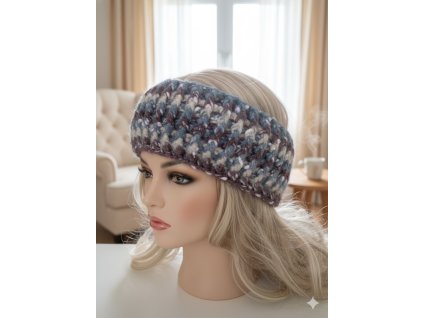 Ručně háčkovaná čelenka melír