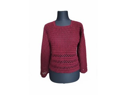 Ručně háčkovaný krátký svetr vel. S