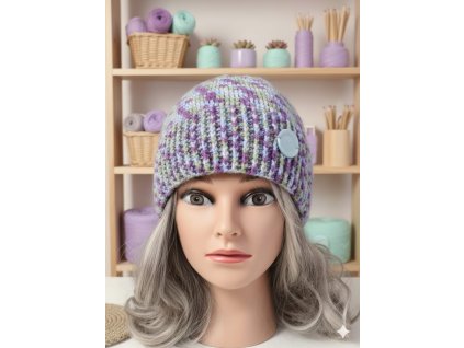 Ručně háčkovaná čepice melír